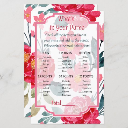 水彩バラ財布のゲームの中に何があるか (正面/裏面)