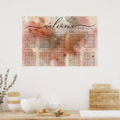 水彩バラ金ゴールドお祝いウェルカムシート ポスター (キッチン)