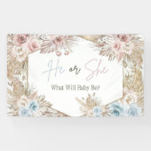 水彩バラ金ゴールドとネイビーブルージェンダーリビール 横断幕 (横)