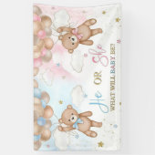 水彩バラ金ゴールドとネイビーブルージェンダーリビール 横断幕 (縦)