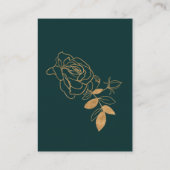 水彩バラ金ゴールドと緑詳細 エンクロージャーカード (裏面)