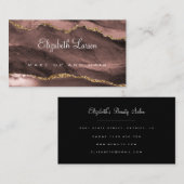 水彩バラ金ゴールドグリッターアゲートメイクアップアーティスト 名刺 (正面/裏面)