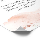 水彩バラ金ゴールドピンクガールおむつラッフルサイン ポスター (角)