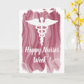 水彩バラ金ゴールドピンクハッピーナース週間 カード (黄色い花)