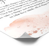 水彩バラ金ゴールドピンク深夜おむつサイン ポスター (角)