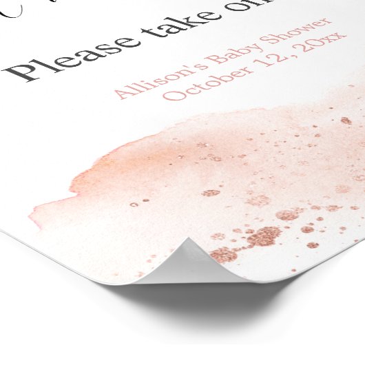 水彩バラ金ゴールドピンク私は好みを成長を見る ポスター (角)