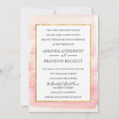 水彩バラ金ゴールドフォト結婚式招待状 招待状 (正面)