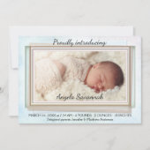 水彩バラ金ゴールドベビー写真の発表 案内状 (正面)