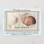 水彩バラ金ゴールドベビー写真の発表 案内状 (正面)