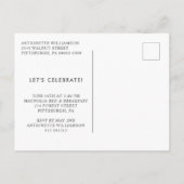 水彩バラ金ゴールドローレルフォトグラッドパーティー インビテーションポストカード (裏面)