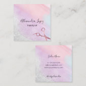 水彩バラ金ゴールド用鋏グリッター スクエア名刺 (正面/裏面)