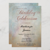 水彩バラ金ゴールド誕生日パーティーの招待 招待状 (正面/裏面)