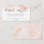 水彩バラ金ゴールド赤面ピンクガールおむつラッフル エンクロージャーカード (正面/裏面)