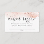 水彩バラ金ゴールド赤面ピンクガールおむつラッフル エンクロージャーカード (正面)