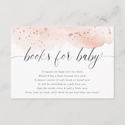 水彩バラ金ゴールド赤面ピンクブックスベビーガールen エンクロージャーカード (正面)