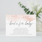 水彩バラ金ゴールド赤面ピンクブックスベビーガールen エンクロージャーカード (スタンド正面)