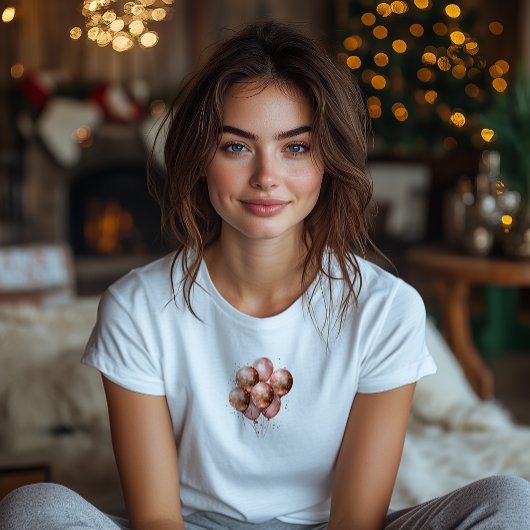 水彩バラ金ゴールド風船 Tシャツ