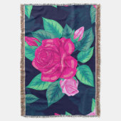 水彩バラ13 スローブランケット (正面縦)