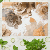 水彩バラ2 キッチンタオル (折り畳み)