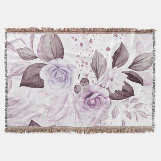 水彩バラ2 スローブランケット (正面)
