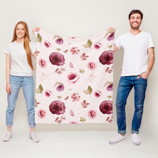 水彩バラ30 フリースブランケット (インサイチュ)