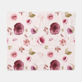 水彩バラ30 フリースブランケット (正面(横))