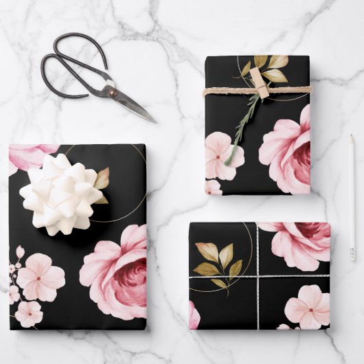 水彩バラ32 ラッピングペーパーシート (正面)