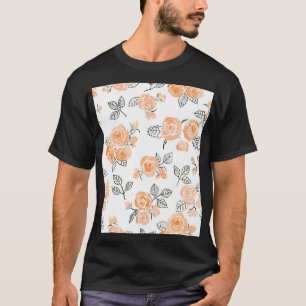 水彩バラ:インク白の背景 Tシャツ