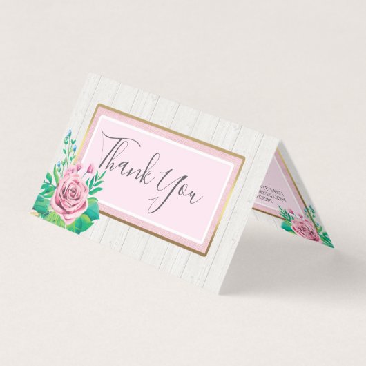 水彩バラ&ウッド素朴コテージサンキュー (正面)