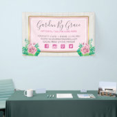 水彩バラ&ウッ素朴ドシャビーシックコテージ 横断幕 (トレードショー)