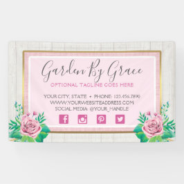 水彩バラ&ウッ素朴ドシャビーシックコテージ 横断幕