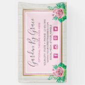 水彩バラ&ウッ素朴ドシャビーシックコテージ 横断幕 (縦)