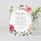 水彩バラ。エレガントフローラブライダルシャワー 招待状 (スタンド正面)