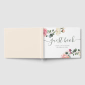 水彩バラ。エレガントフローラ結婚植物薬 ゲストブック (全面)