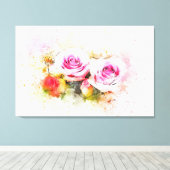 水彩バラ キャンバスプリント (インサイチュ (ウッドフロア))