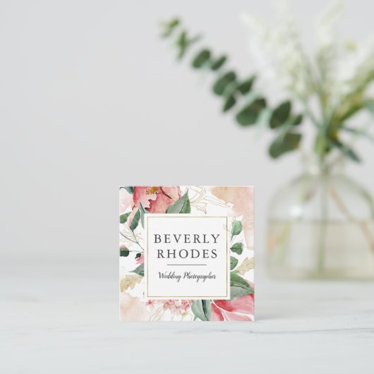 水彩バラ スクエア名刺 (スタンド正面)