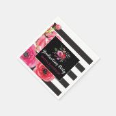 水彩バラ&ストライプ卒業式パーティー スタンダードカクテルナプキン (角)