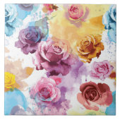 水彩バラ タイル (正面)