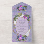 水彩バラ&チューリップ付き金ゴールドすべて オールインワン招待状 (内側)