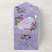 水彩バラ&チューリップ付き金ゴールドすべて オールインワン招待状 (外側)