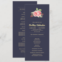 水彩バラ |ネイビーブルー結婚のフラットプログラム プログラム