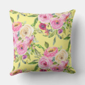 水彩バラ（ピンクと黄色の赤） アウトドアクッション (裏面)