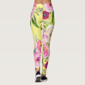 水彩バラ（ピンクと黄色の赤） レギンス (裏面)