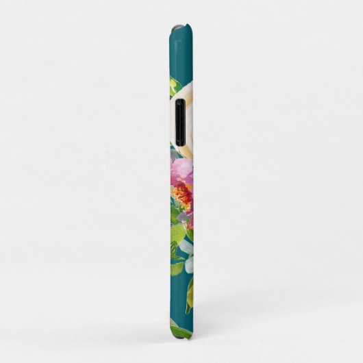 水彩バラ(ピンク)とクリームティール(緑がかった色) Case-Mate iPhoneケース (裏面/右)