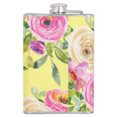 水彩バラ（ピンク）、クリーム（黄色） フラスク (裏面)