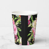 水彩バラ(ピンク)、クリーム(黒) 紙コップ (右)