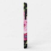 水彩バラ（ピンク）、クリーム（黒） Case-Mate iPhoneケース (裏面/左)