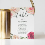 水彩バラ。フローラ結婚の座席表 招待状