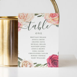 水彩バラ。フローラ結婚の座席表 招待状