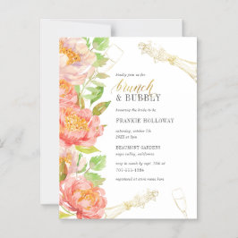 水彩バラ|ブライダルシャワーブランチ&バブリー マグネット招待状